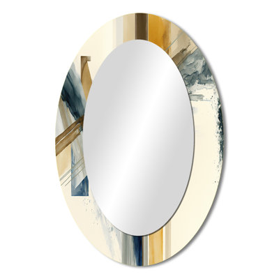 Modern Watercolor Abstract II - Blue Modern Oval Wall Mirror