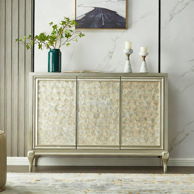 Buffet champagne argent massif et bois manufacturé