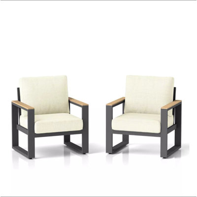 Set Of 2  All-Weather Metal Armchairs