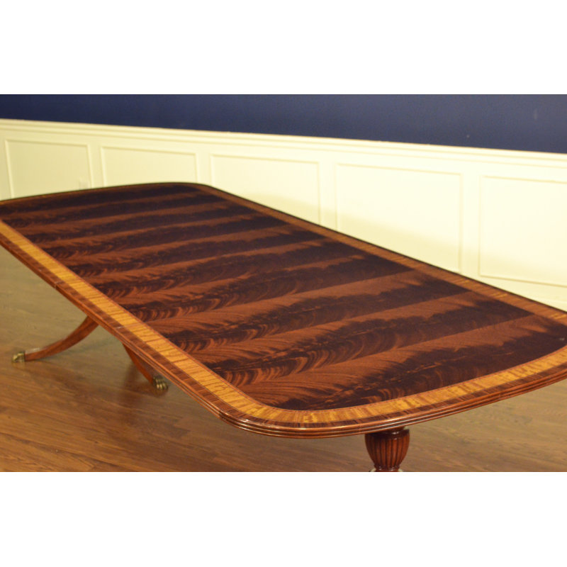 Multi-Banded Mahogany Dining Table