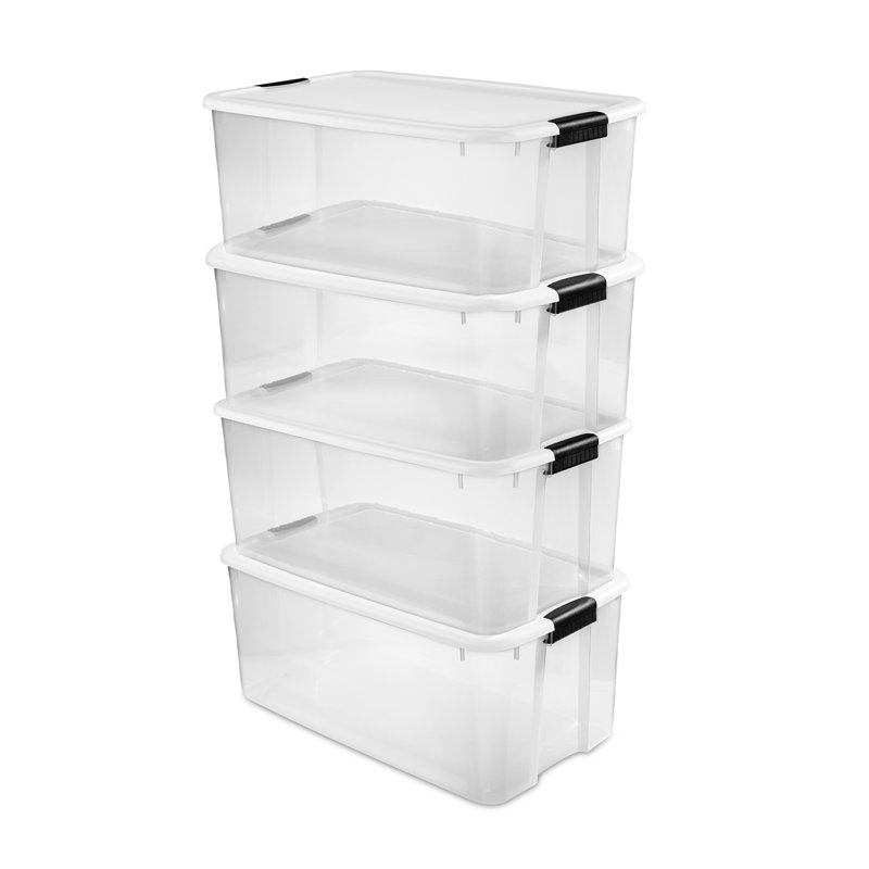 Stérilisite, boîte de rangement empilable transparente de 116 pintes, paquet de 4
