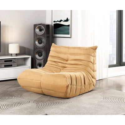 Fauteuil d'appoint confortable en microfibre jaune, fermeture à glissière, 100%, antidérapant, limite de poids de 300 lb, hauteur de siège de 14 po, largeur de plancher moderne de 33,5 po pour l'espace de vie, espace principal