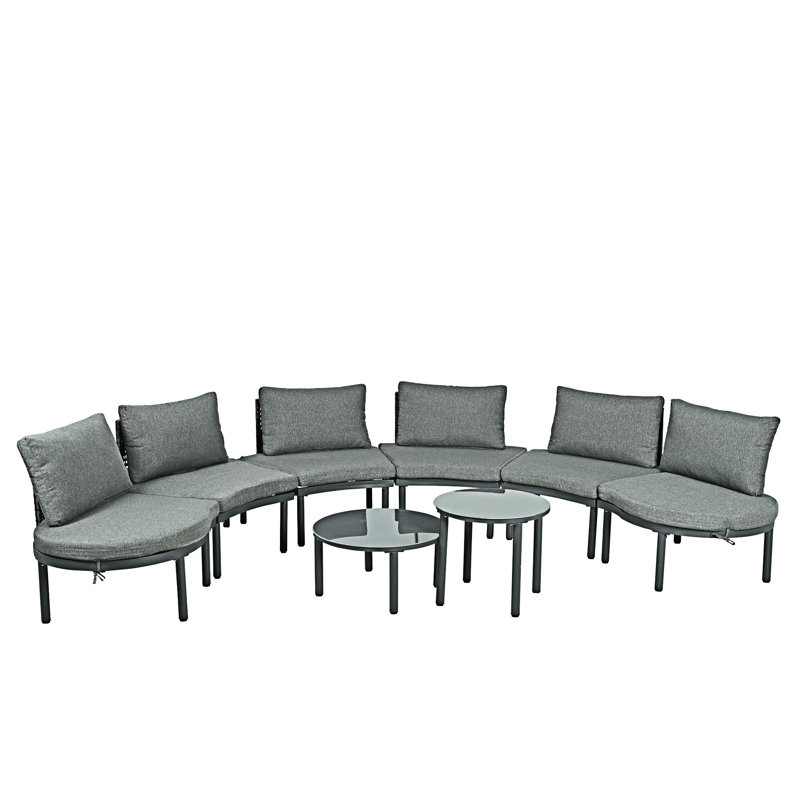 8-Piece Outdoor Sectional Sofa, Gray, Gray