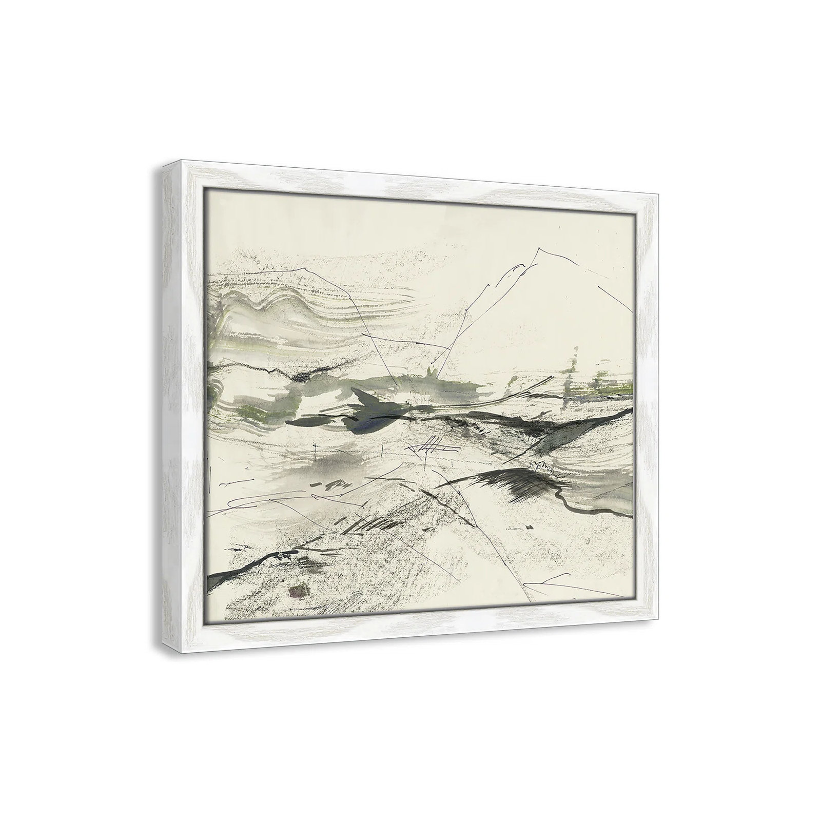 Green Sketches by PI Studio, No Mat, White Slim Picture Framed, 13" H x 15" W x 0.75" D