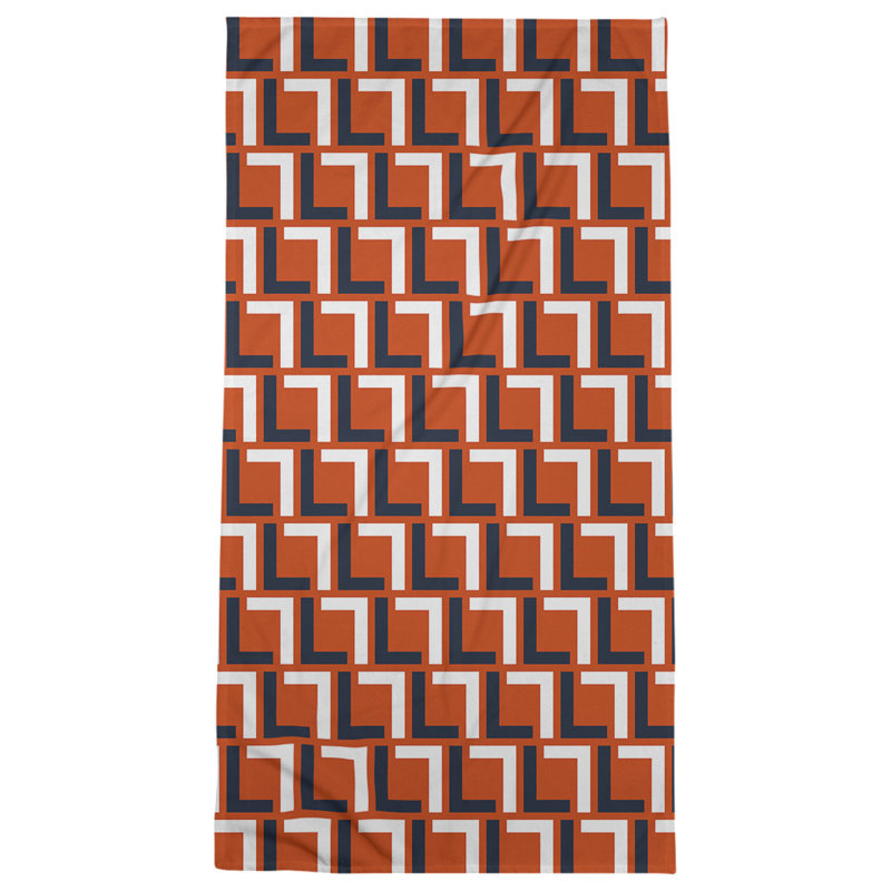 Serviette de plage Seattle, Orange / bleu marine foncé / blanc