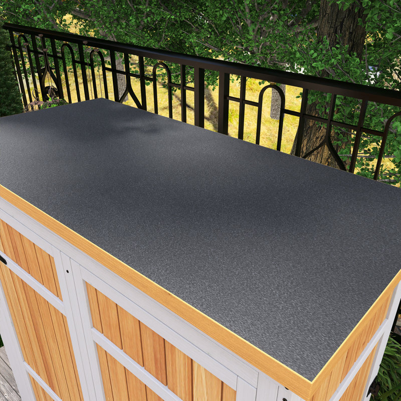 4,1 pi L 2 pi. D Remise de rangement en bois avec toit en asphalte imperméable, Naturel