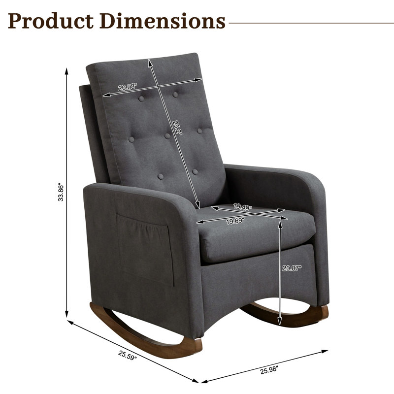 Solid Wood Rocking Chair, Grey