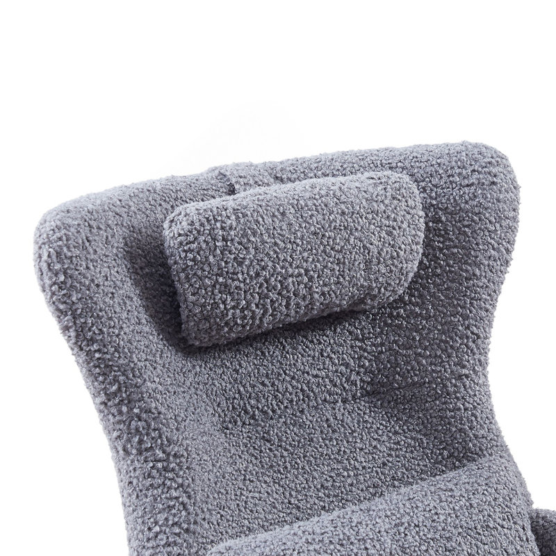 Chaise berçante de chambre de bébé, chaise berçante moderne avec dossier haut, Gris