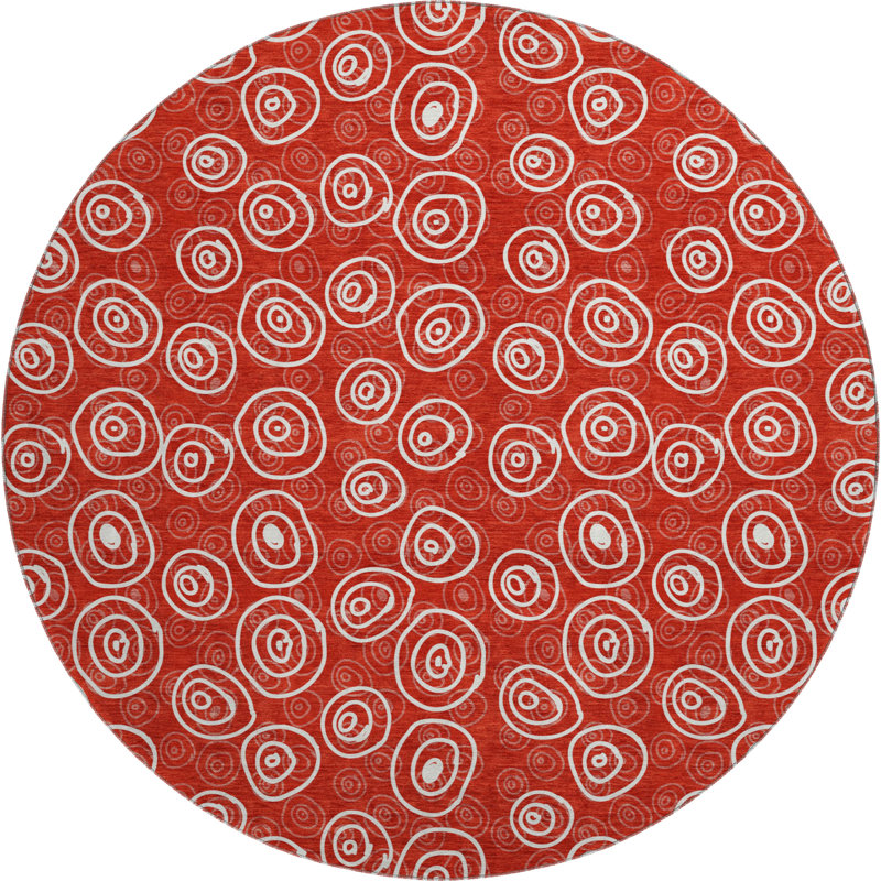 Tapis rouge Prisco lavable à la machine de qualité supérieure, Rond 8 pi