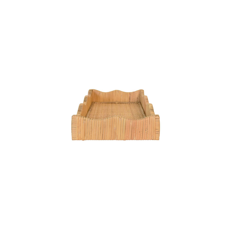 Wavey Rattan Decorative Tray, 2.5" H x 18" W x 8" D