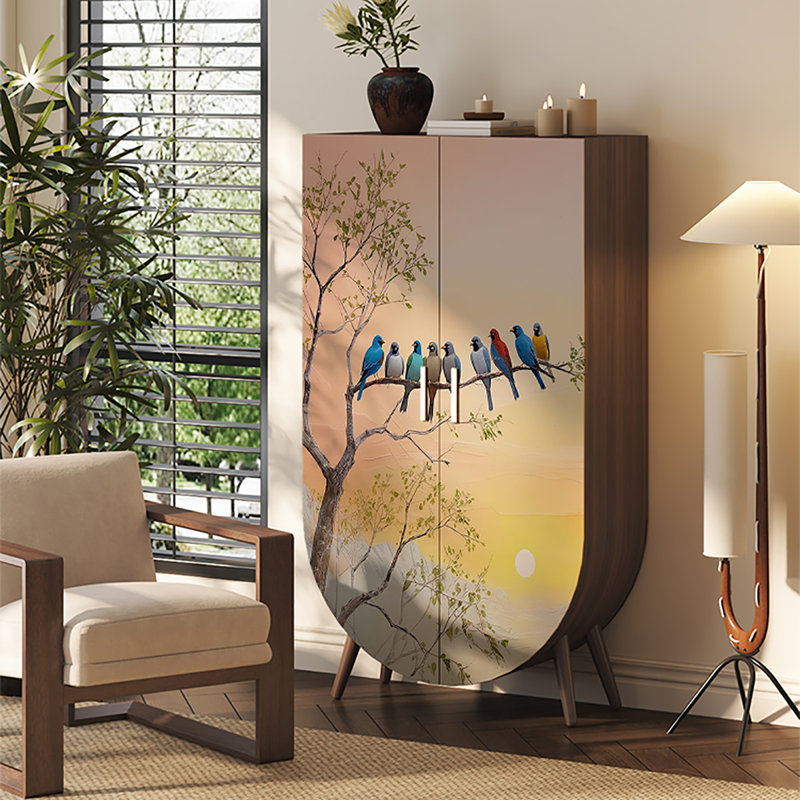 Armoire de chambre à coucher multifonctionnelle, Brun / multicolore