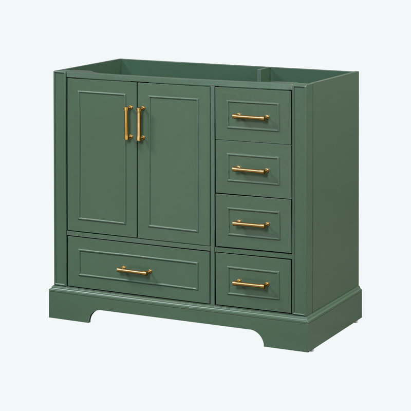 Meuble-lavabo 36 po sans lavabo, Vert, Doré