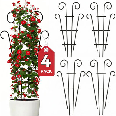 Paquet de 4, treillis en métal pour plantes en pot de 32 po de hauteur, noir