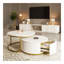 Table basse gigogne moderne cannelée avec tiroir en blanc et or 31,5 po Modern
