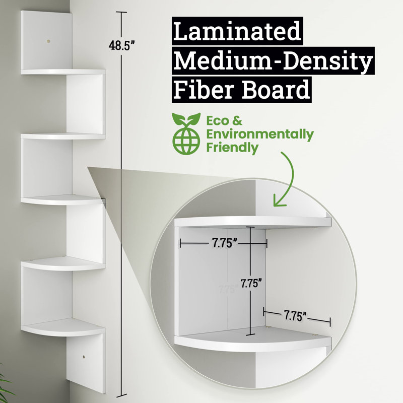 Corner Shelf, 5 Tier Floating Shelves For Wall, Easy-to-assemble Wall Mount Corner Shelves For Bedrooms And Living Rooms