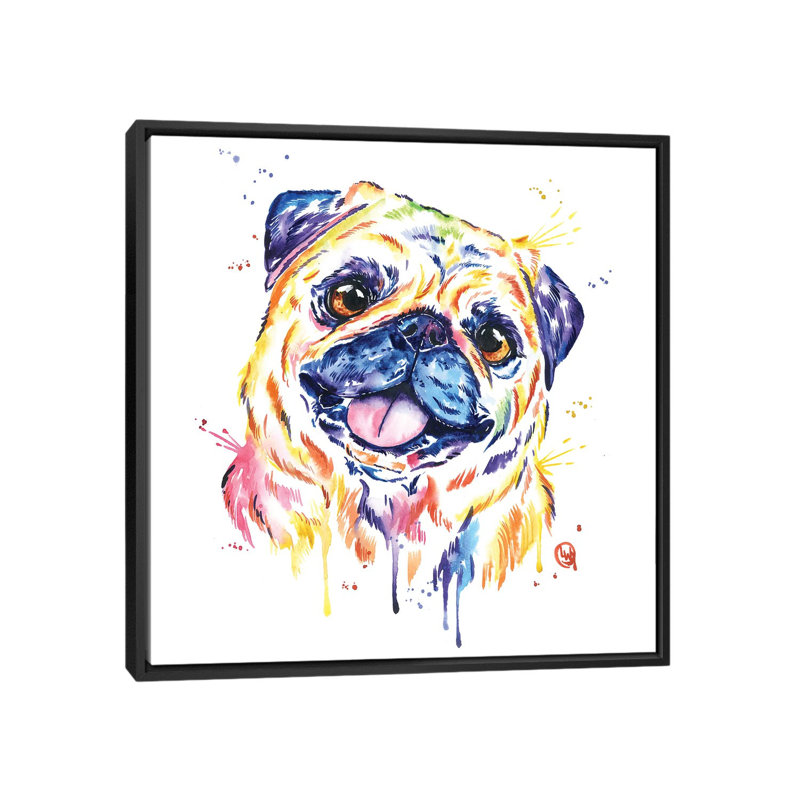 « fauve carlin », reproduction sur toile, H 18 po x l 18 po x P 1,5 po, Toile avec cadre noir, Pas de tapis