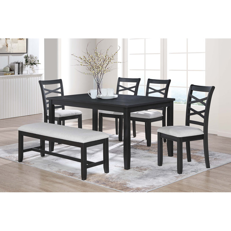 60.4" W 6-PC DINING SET, CHARCOAL