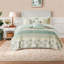 Green Floral Cotton Bedding Sets, Cozy Cottage Style, Ideal For Home