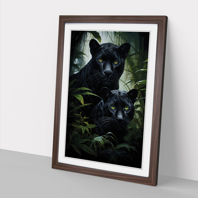 Panther Gothic - Single Picture Frame Print, Walnut Framed, 34cm H x 25cm W x 2" D