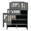 Lit superposé simple avec escalier gris, rangement et garde-corps pour la chambre à coucher - stable, bon compartiment de rangement pour escalier, lit simple double, structure