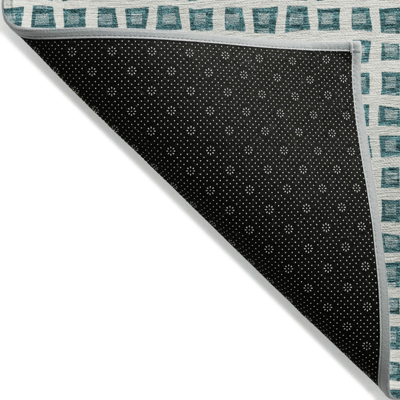 Tapis géométrique intérieur / extérieur lavable à la machine ACN727, Sarcelle, 5' x 7'6"