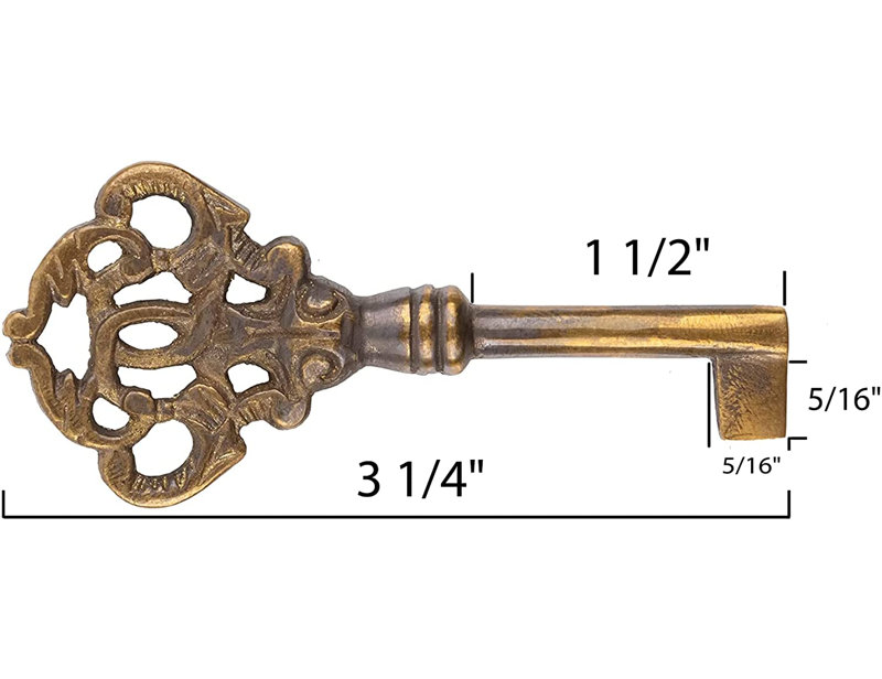 Hand Aged Solid Brass Skeleton Key