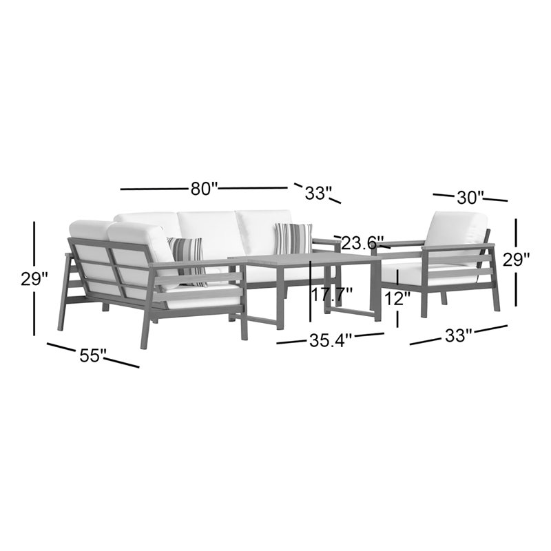 Townsend 6 - Person Patio Conversation Set with Cushions, Cast Silver