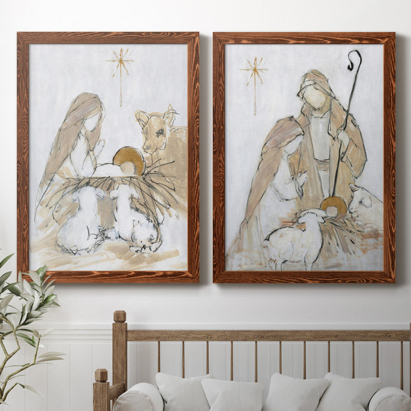 Sainte nuit, ensemble de 2 impressions, H 37,5 po x l 55 po, Toile encadrée, Érable
