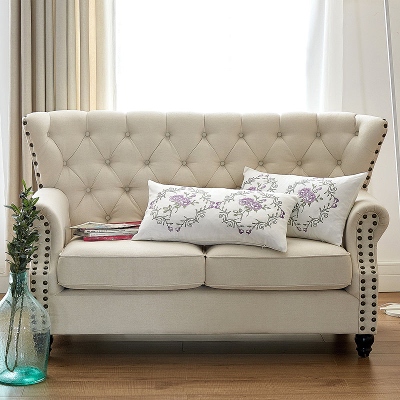 Rose Embroidered Pillow Cover, Lilac
