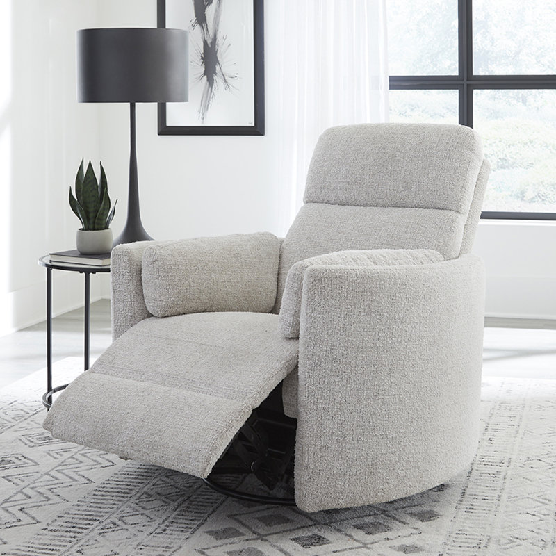 Fauteuil inclinable et oscillant pivotant manuel avec accoudoirs ronds 40 po Bre, Gris