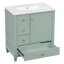 Freestanding vanity cabinet with ceramic basin-515965979