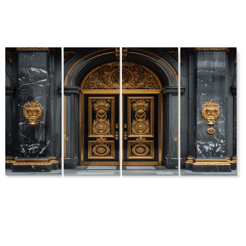 «Gold Banks Gilded Doors II», ensemble d'art mural sur toile Banks, H 32 po x l 64 po