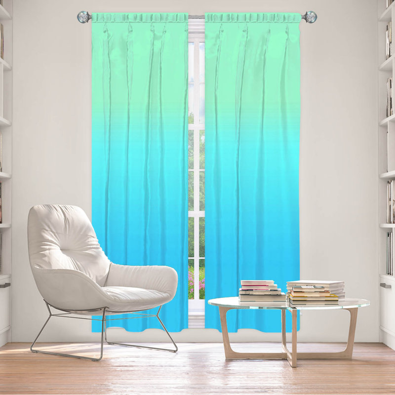 Vandela Room Darkening Curtain Pair, 20" W x 52" L, Turquoise/Mint/Blue