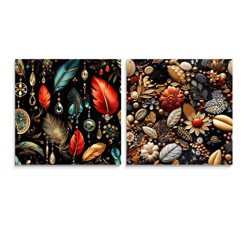 Conan - Ensemble de 2 verres muraux abstraits en acrylique Boho, H 30 po x l 61 po