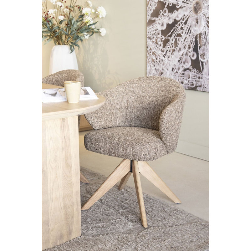Connor Oak Accent Chair, Mustard