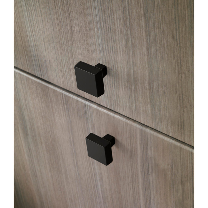 1 7-16" Length Square Knob, Matte Black