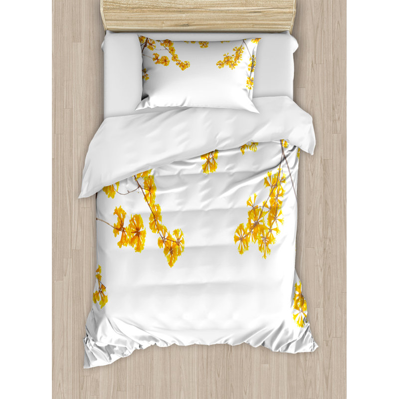 Canadiana Polyester Duvet Cover, Twin Duvet Cover + 1 Sham, Blooming Flowers Garden
