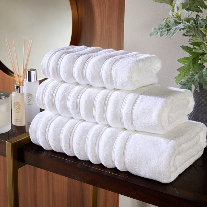 100% Cotton Ripple Bath Towel, White