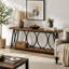 Console industrielle extra longue 70,9 po, canapé-lit étroit derrière le canapé avec tablettes de rangement à 2 niveaux, table d'appoint pour l'entrée et le couloir pour le salon, brun rustique avec structure en métal noir-760037033-760037037-760037203