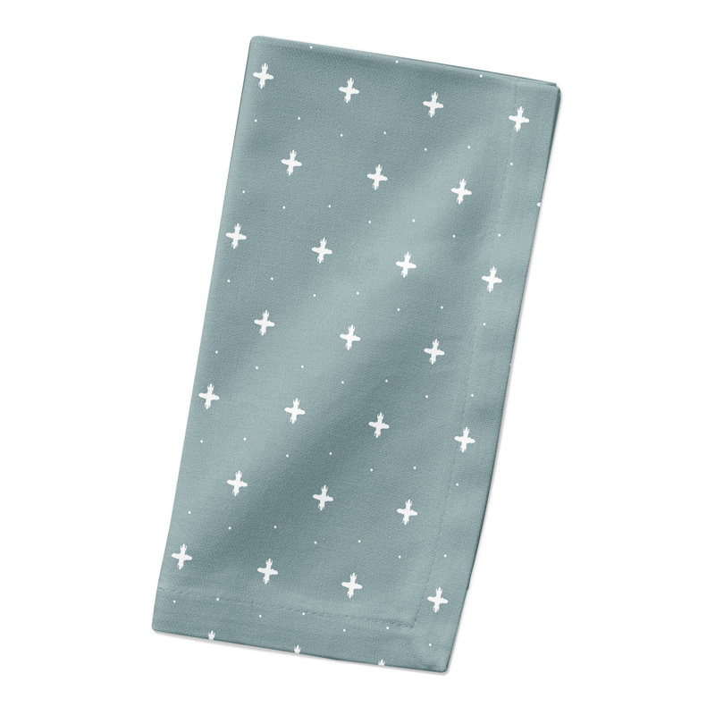 Cotton Geometric Rectangle Napkin, White/Blue