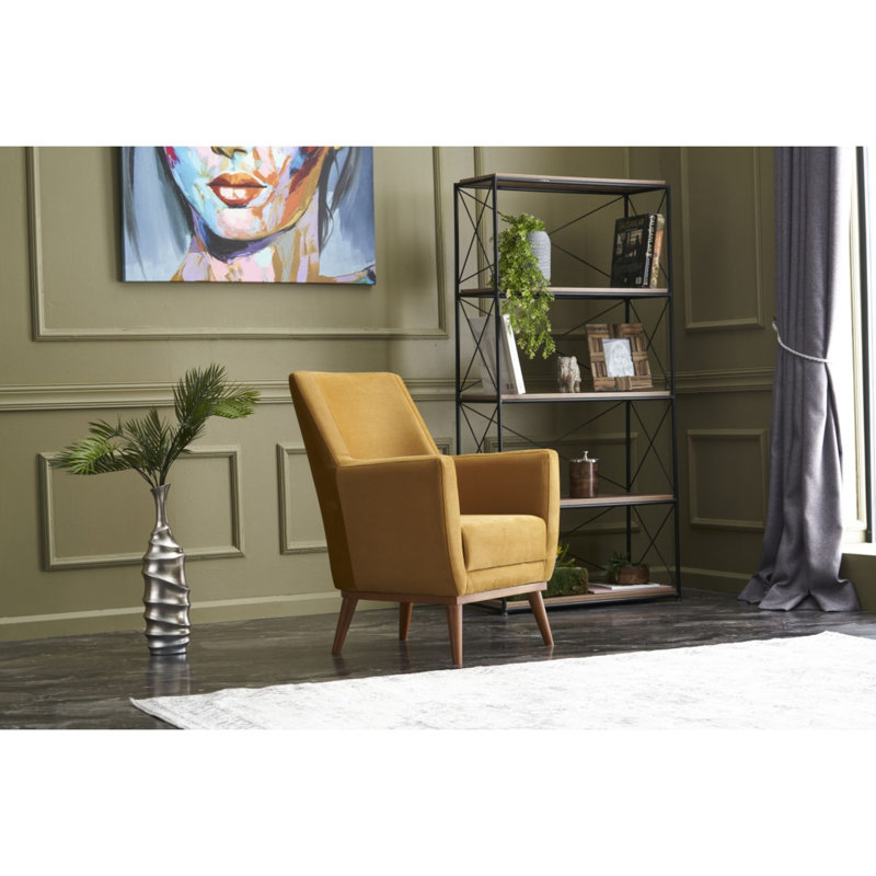 Fauteuil en velours l 29,53 po Truby, Jaune
