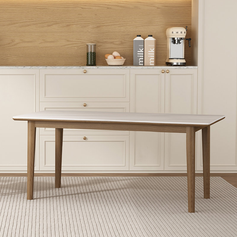 White Rectangular Sintered Stone tabletop Dining Table, 29.33"H x 62.4"L x 31.42"W