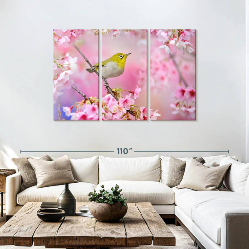 Brampt Sakura Blooms And Mejiro, 48" H x 74" W