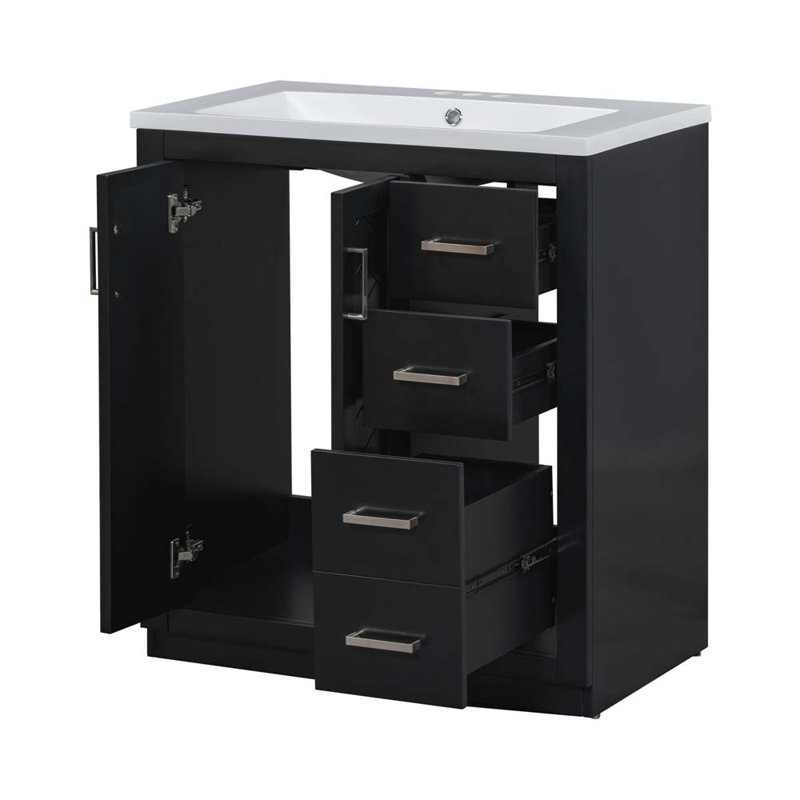Meuble-lavabo simple avec comptoir Sevdie, Noir