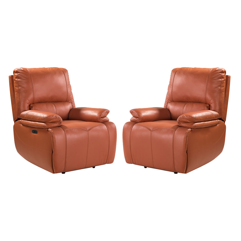 Fauteuil inclinable électrique en cuir véritable Carrina, Cuir véritable brique