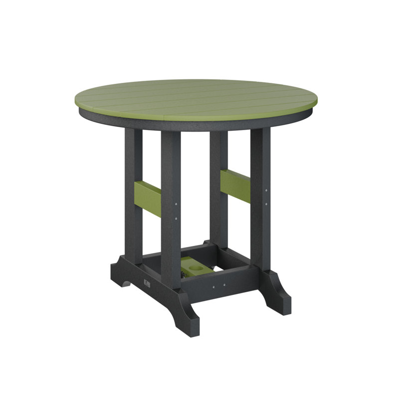 Garden Classic Outdoor Round Dining Table, Black, Kiwi Green