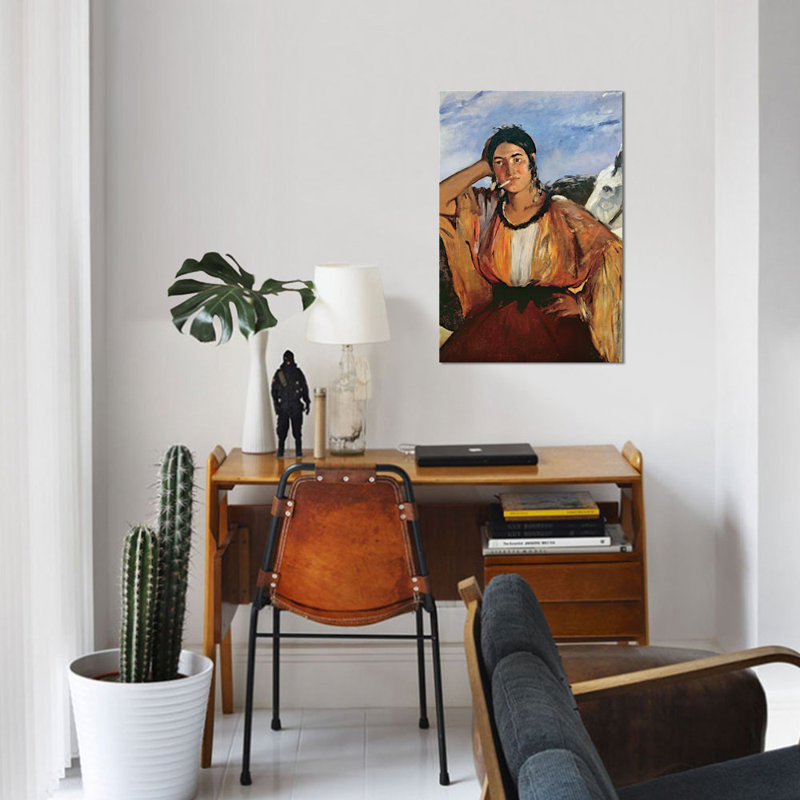 Reproduction d'art sur toile tendue, "Gypsy with a Cigarette", H 40 po x l 26 po x P 1,5 po, Toile tendue, Pas de tapis
