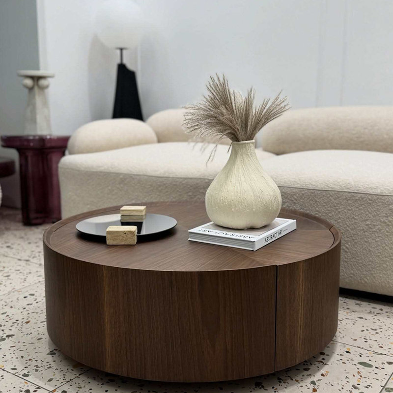 Table basse ronde moderne et simple, H 13,8 po x L 31,5 po x l 31,5 po