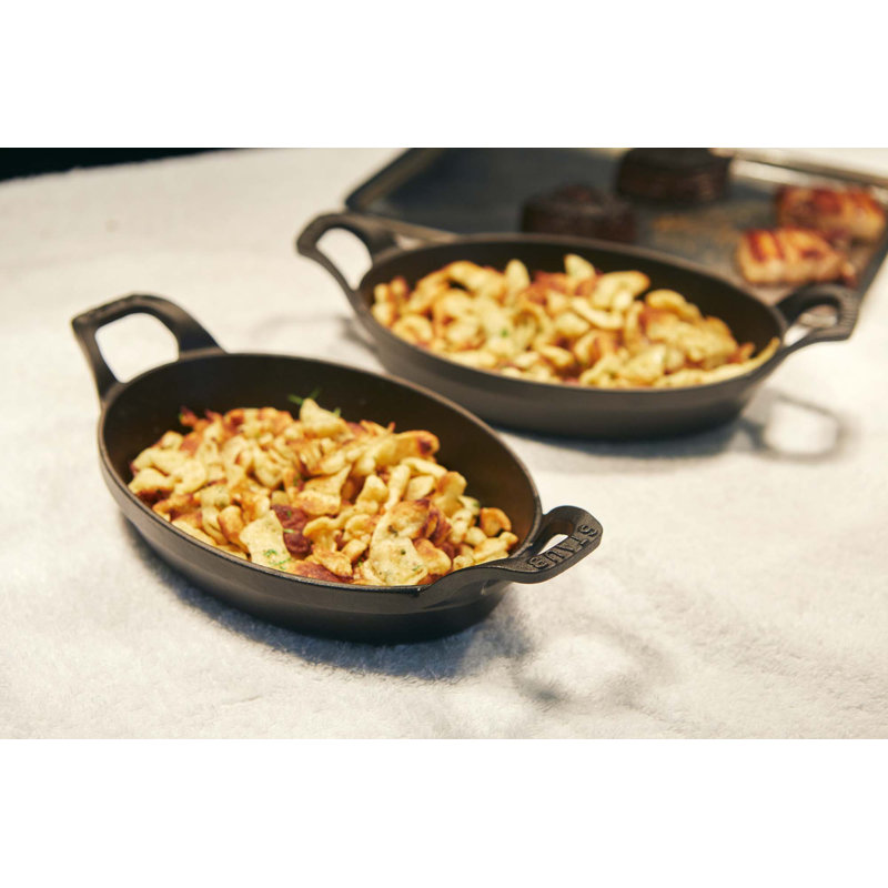 Staub Cast Iron 5.5-inch x 3.8-inch Mini Oval Gratin Baking Dish, Graphite