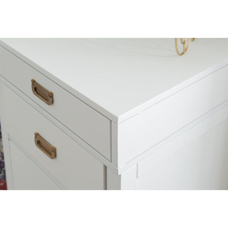 Halstad Modern Writing Desk with Drawers, White